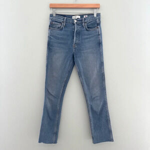 Re/Done High Rise Raw Hem Straight Jeans